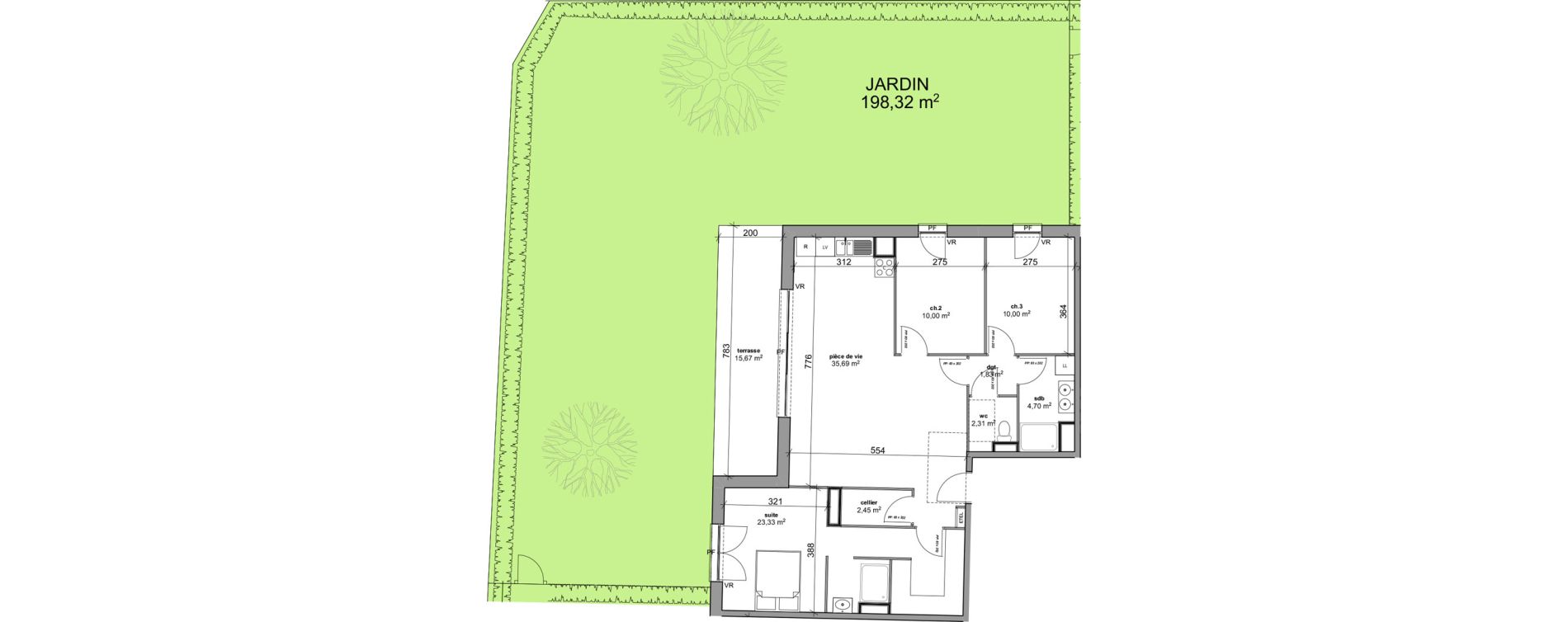 Appartement T4 de 90,31 m2 &agrave; Bois-Guillaume Rue herbeuse