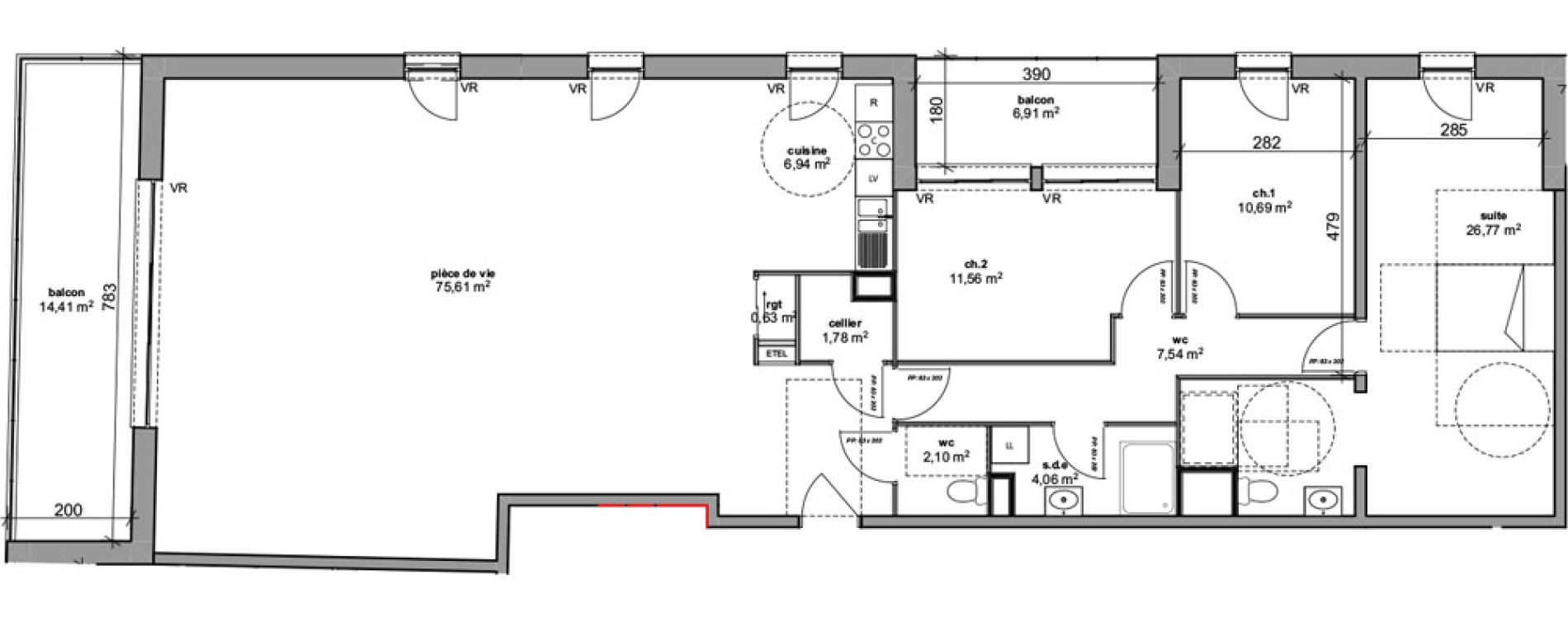 Appartement T4 de 147,68 m2 &agrave; Bois-Guillaume Rue herbeuse