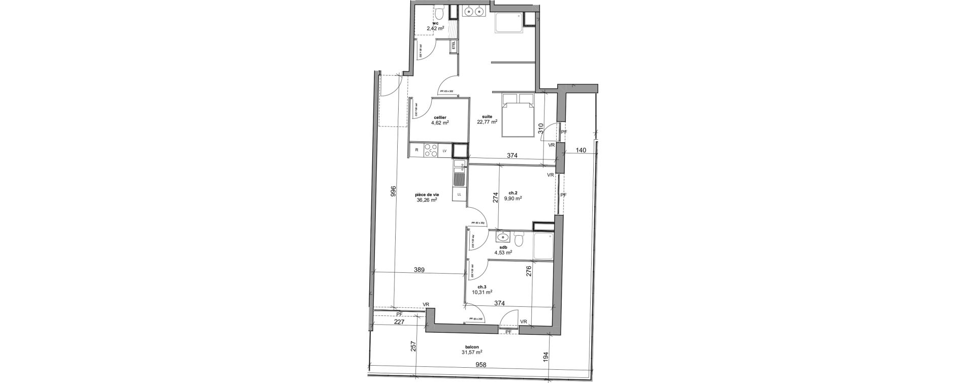 Appartement T4 de 90,81 m2 &agrave; Bois-Guillaume Rue herbeuse