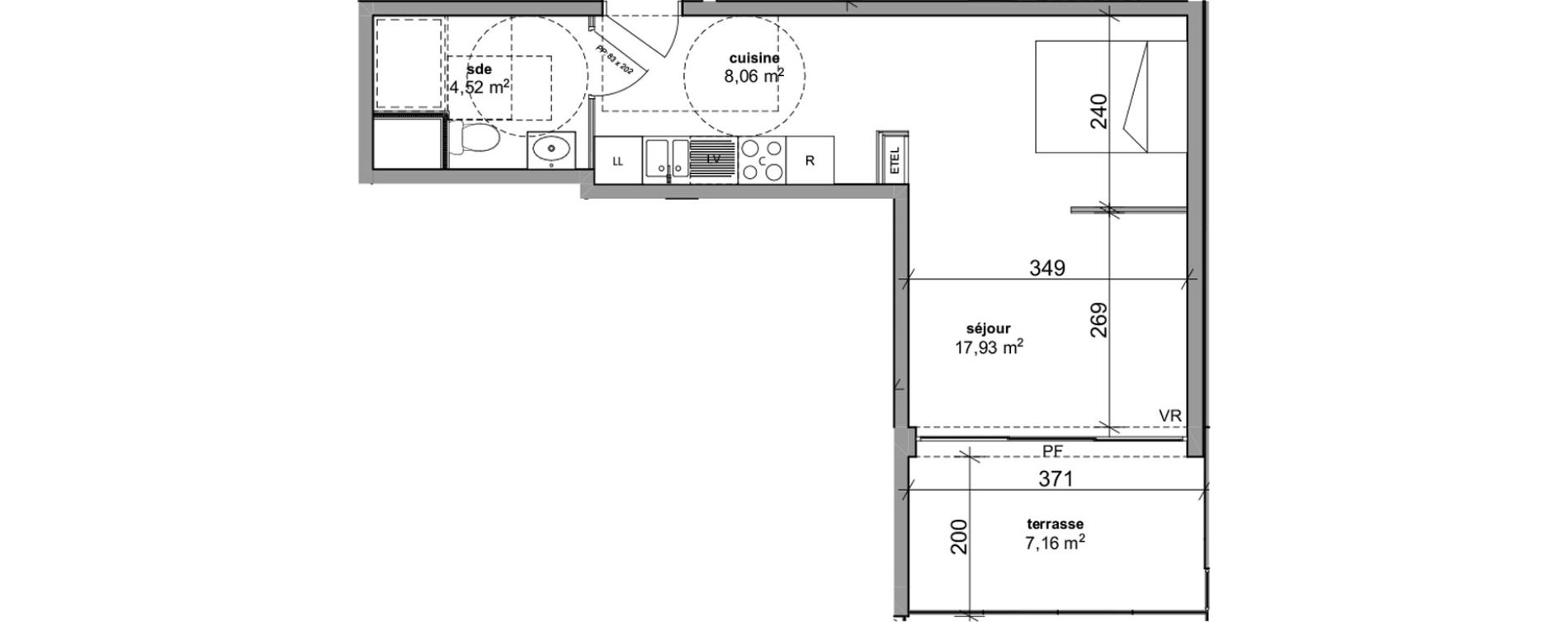 Appartement T1 de 30,51 m2 &agrave; Bois-Guillaume Rue herbeuse