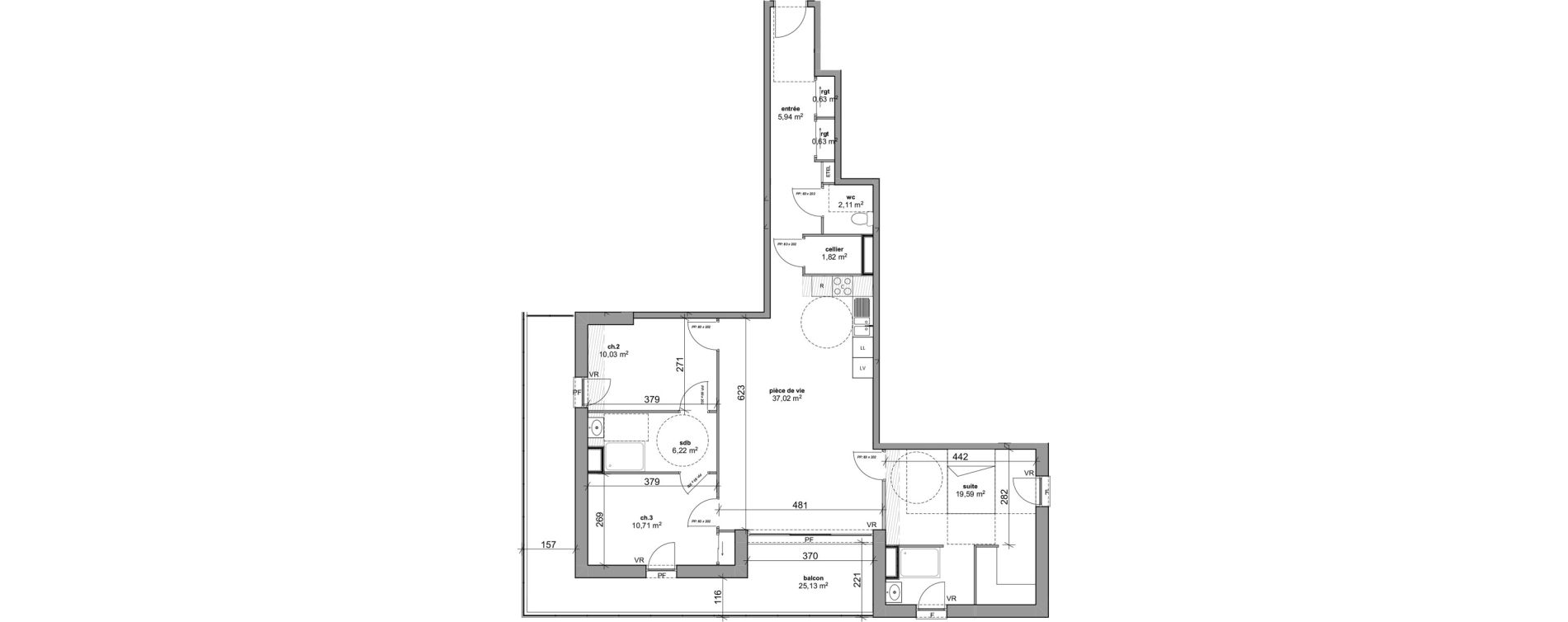 Appartement T4 de 94,70 m2 &agrave; Bois-Guillaume Rue herbeuse