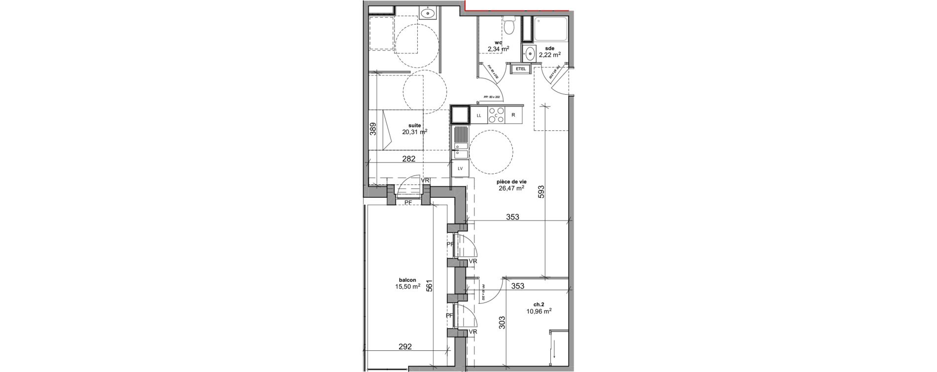 Appartement T3 de 62,30 m2 &agrave; Bois-Guillaume Rue herbeuse