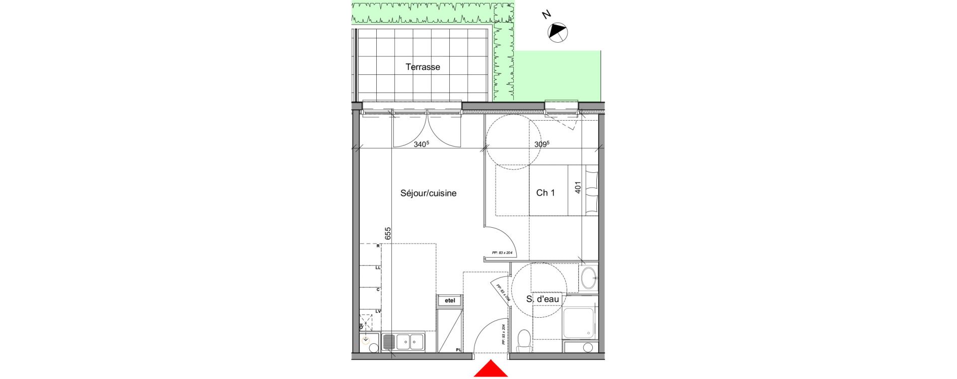 Appartement T2 de 41,30 m2 &agrave; Bois-Guillaume Centre