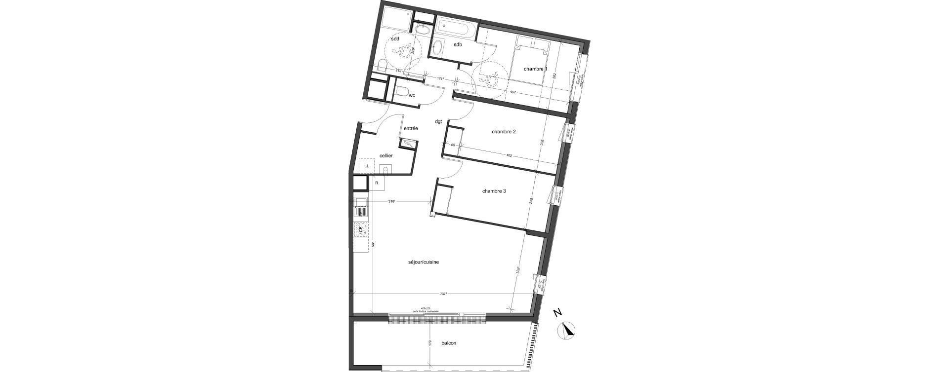 Appartement T4 de 88,64 m2 &agrave; Bois-Guillaume Centre