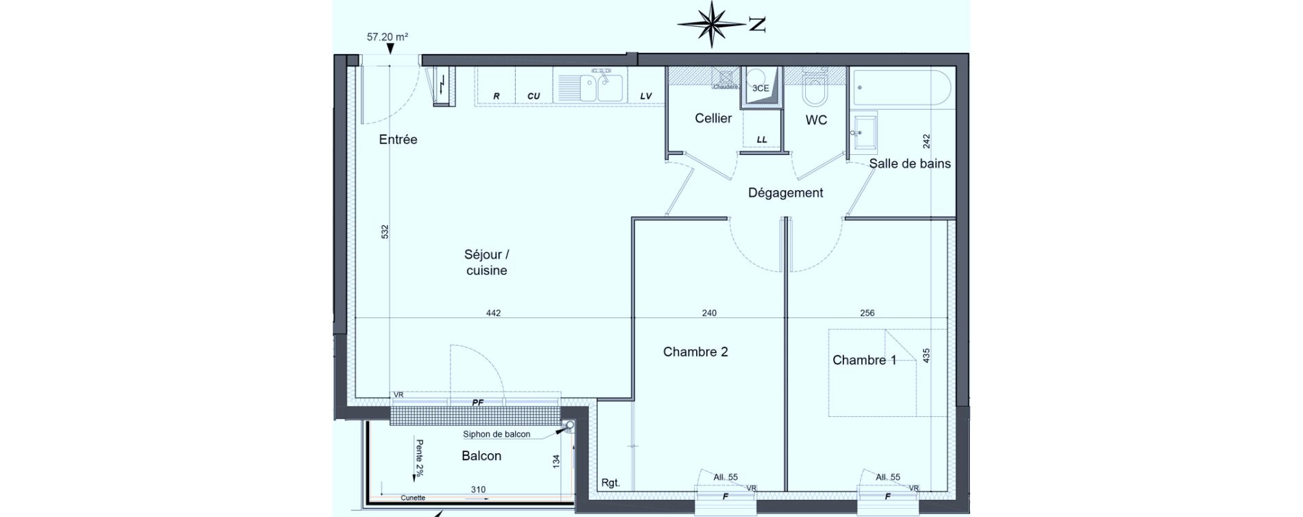 Appartement T3 de 57,20 m2 à Canteleu Centre