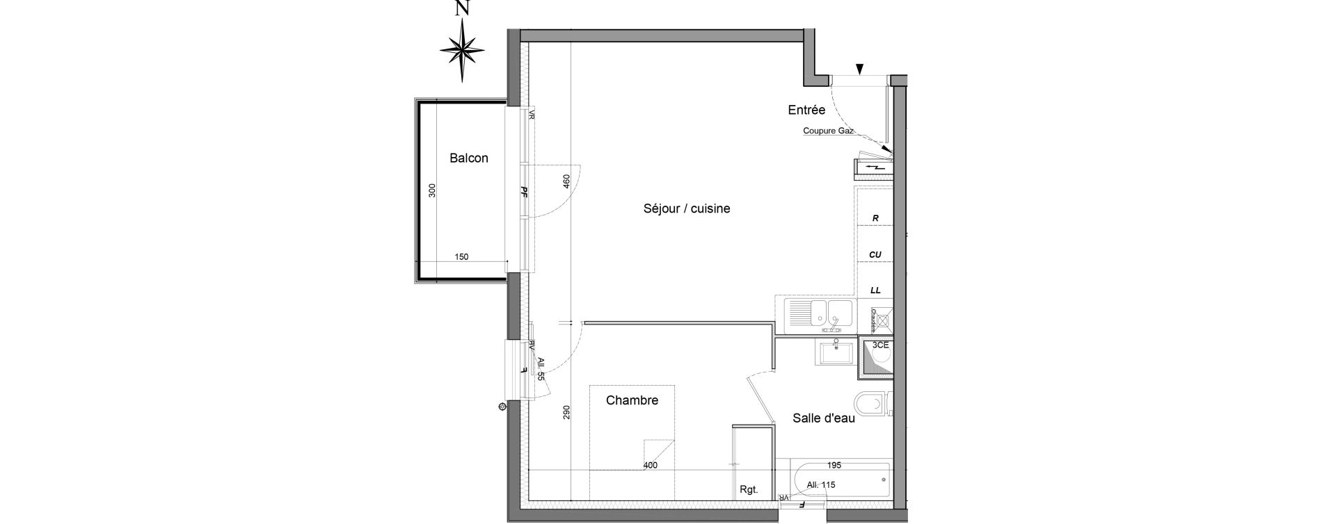 Appartement T2 de 43,00 m2 à Canteleu Centre