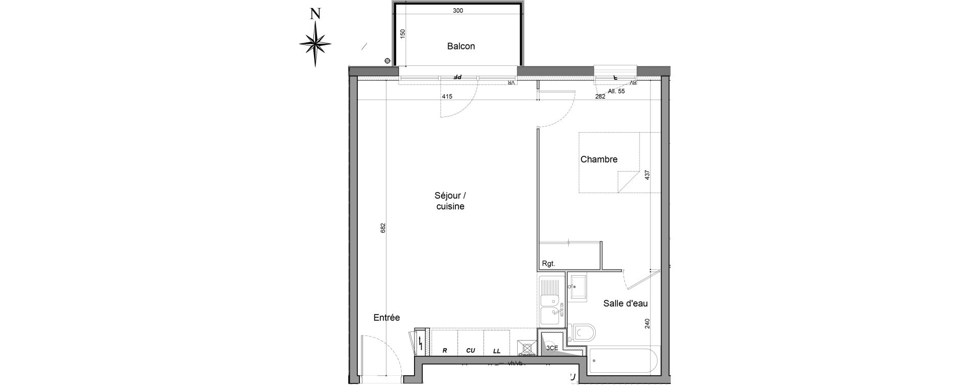 Appartement T2 de 44,70 m2 &agrave; Canteleu Centre
