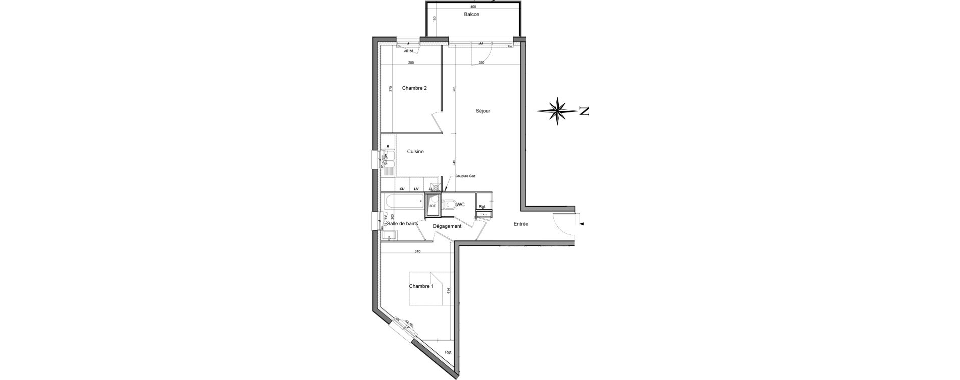 Appartement T3 de 62,10 m2 &agrave; Canteleu Centre