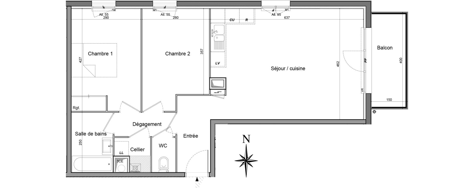 Appartement T3 de 66,30 m2 &agrave; Canteleu Centre