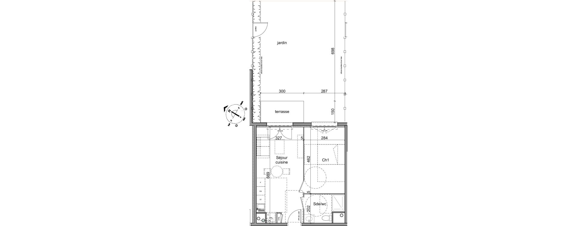 Appartement T2 de 39,22 m2 &agrave; Cl&eacute;on Centre