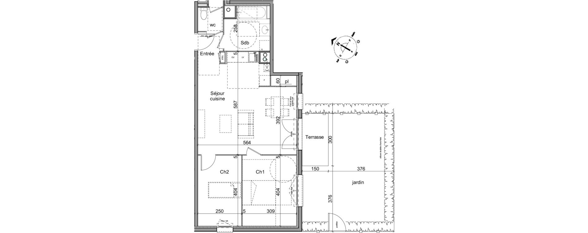 Maison T3 de 63,30 m2 &agrave; Cl&eacute;on Centre