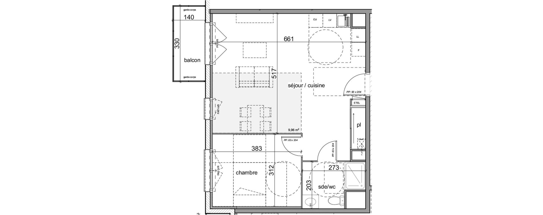 Appartement T2 de 53,05 m2 &agrave; Cl&eacute;on Centre