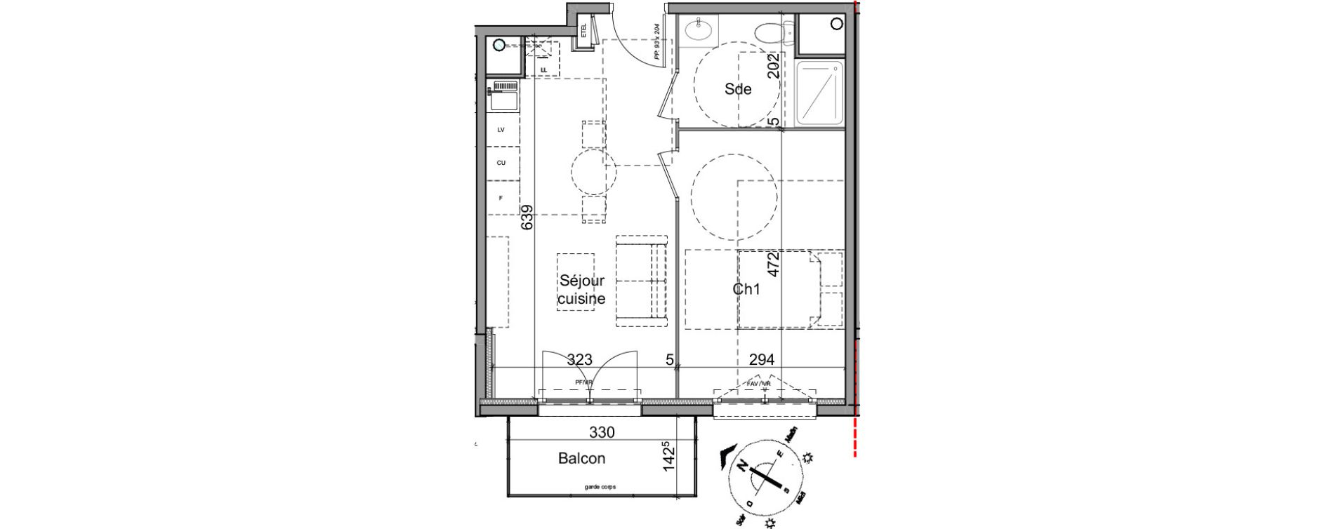 Appartement T2 de 40,30 m2 &agrave; Cl&eacute;on Centre