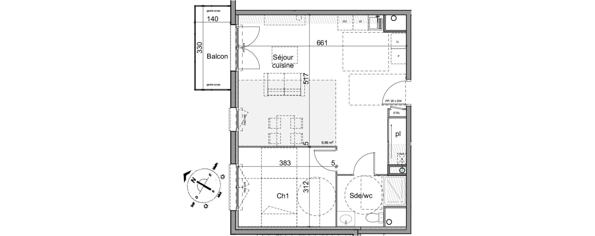 Appartement T3 de 52,64 m2 &agrave; Cl&eacute;on Centre