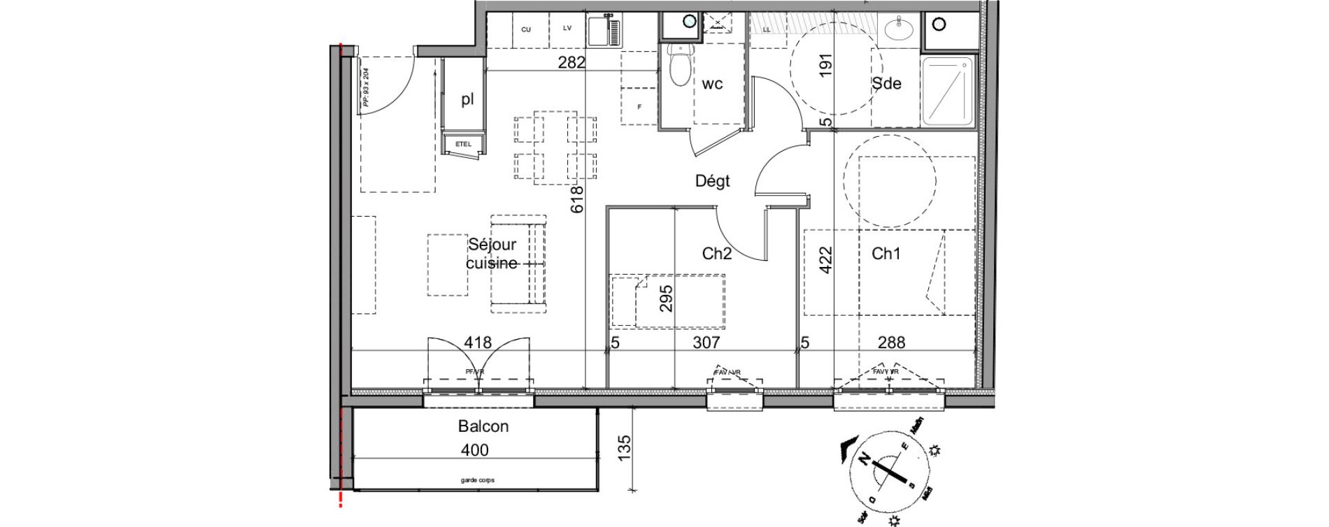 Maison T3 de 59,43 m2 &agrave; Cl&eacute;on Centre