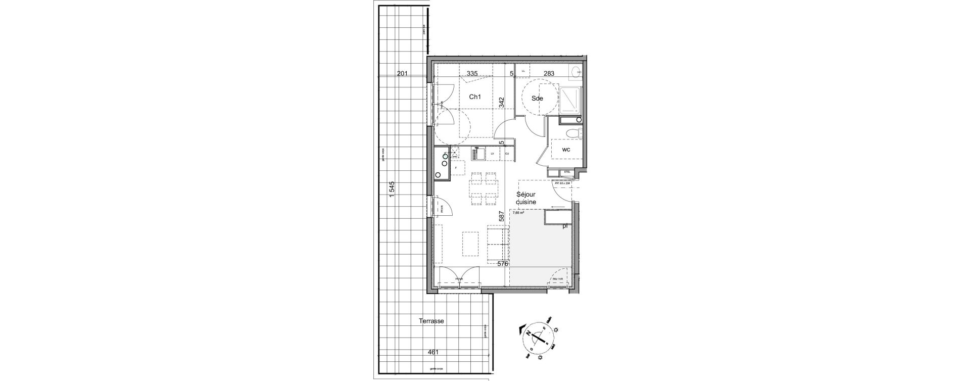 Appartement T3 de 53,38 m2 &agrave; Cl&eacute;on Centre