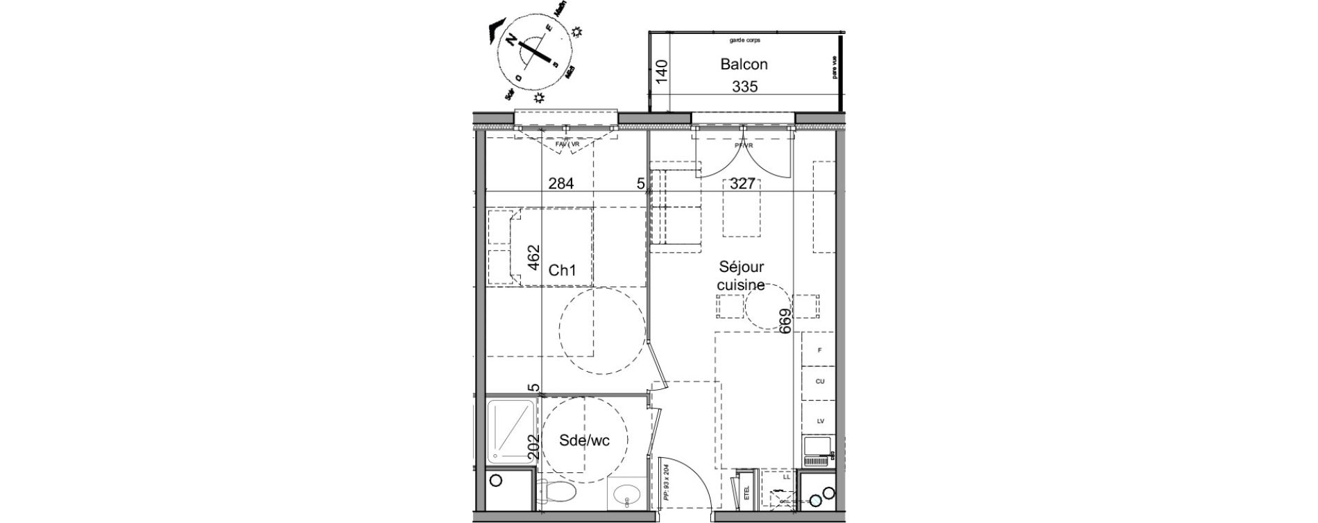 Appartement T2 de 39,19 m2 &agrave; Cl&eacute;on Centre