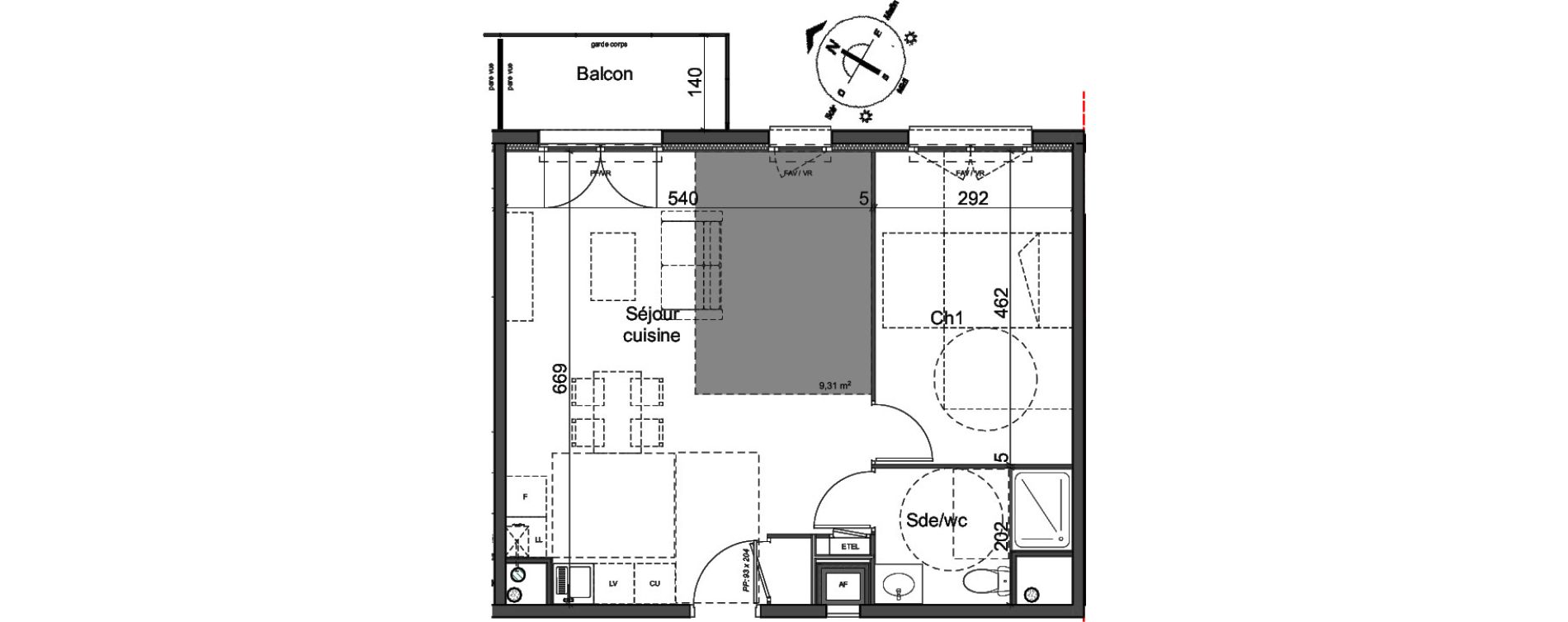 Appartement T3 de 53,31 m2 &agrave; Cl&eacute;on Centre