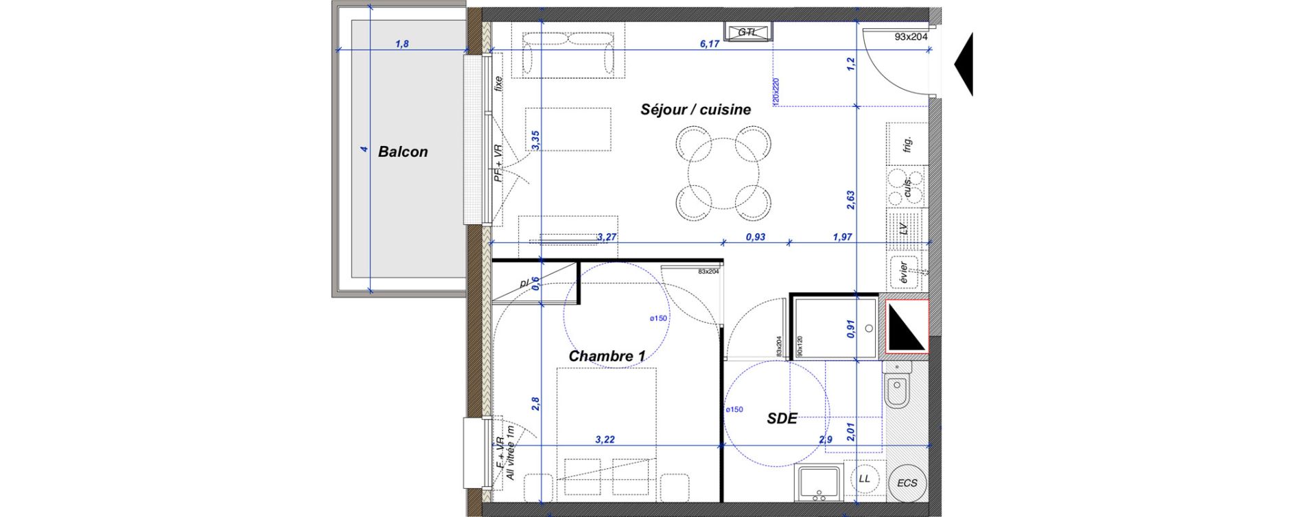 Appartement T2 de 40,50 m2 &agrave; Criel-Sur-Mer Centre