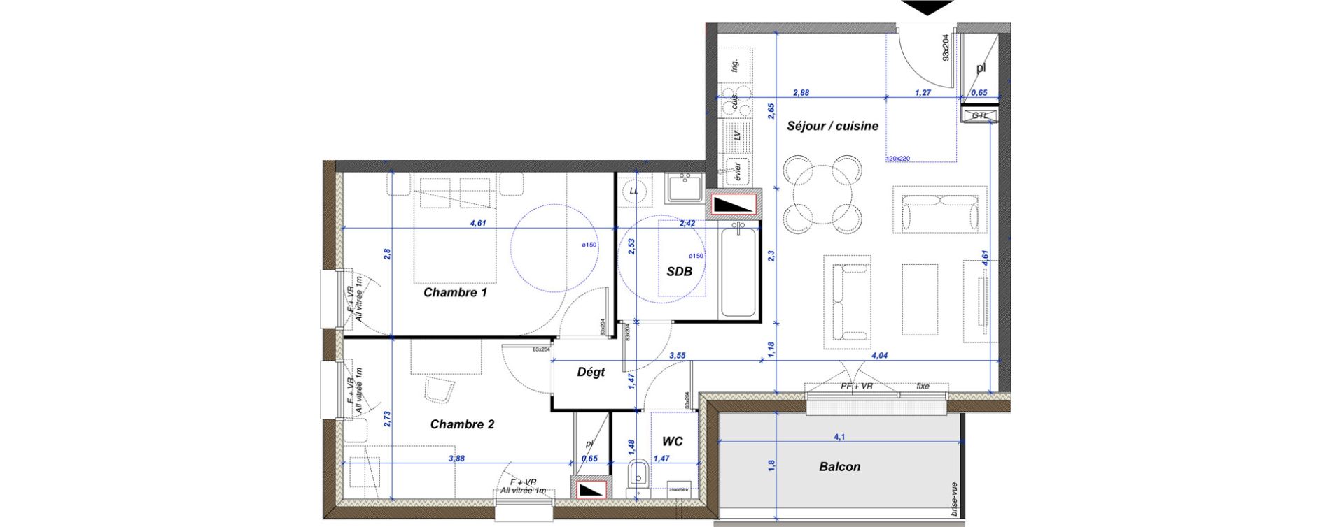 Appartement T3 de 62,60 m2 &agrave; Criel-Sur-Mer Centre