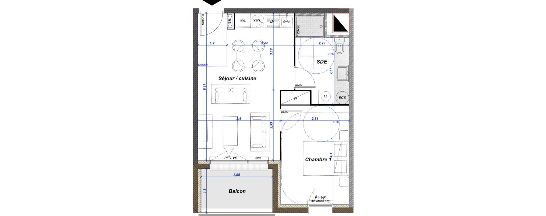 Appartement T2 de 41,50 m2 &agrave; Criel-Sur-Mer Centre