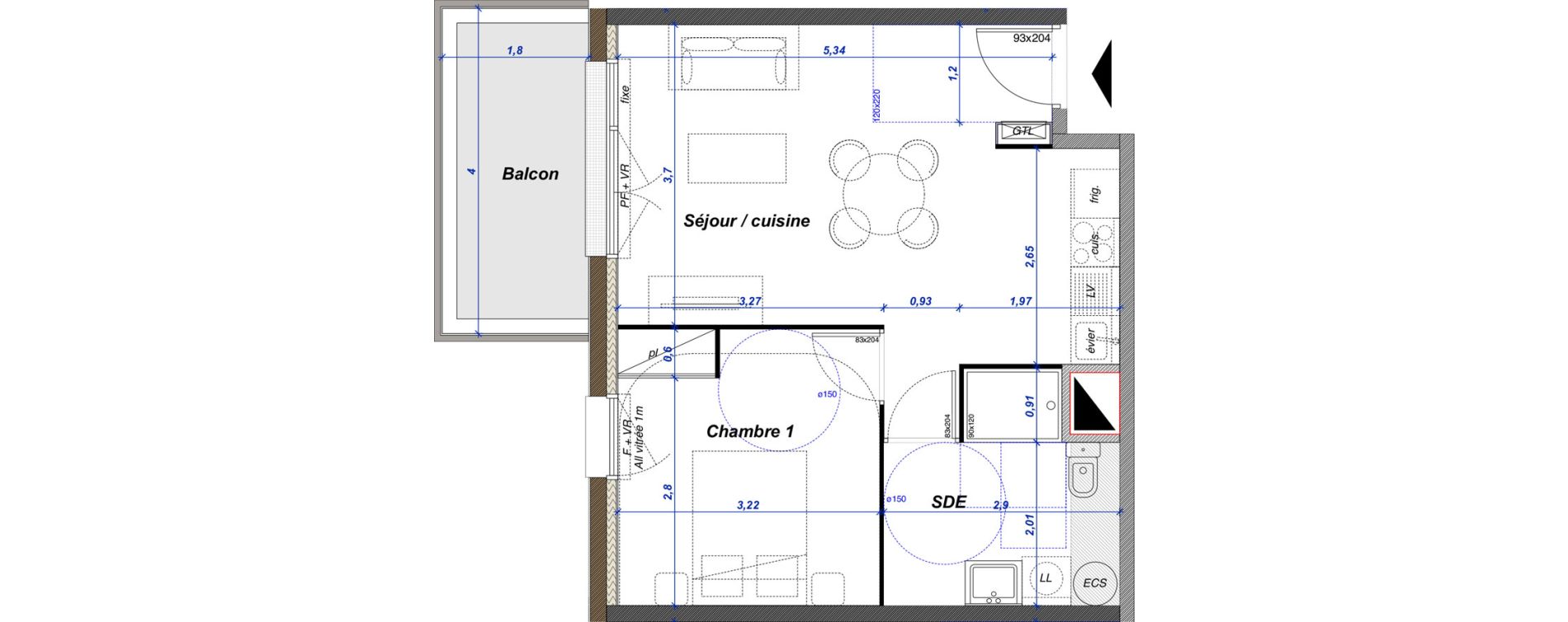 Appartement T2 de 41,40 m2 &agrave; Criel-Sur-Mer Centre