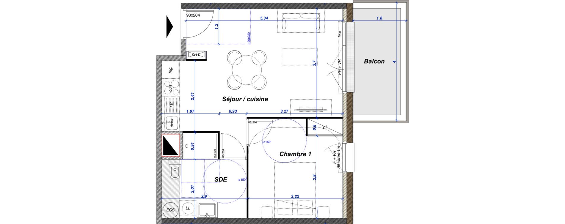 Appartement T2 de 41,20 m2 &agrave; Criel-Sur-Mer Centre