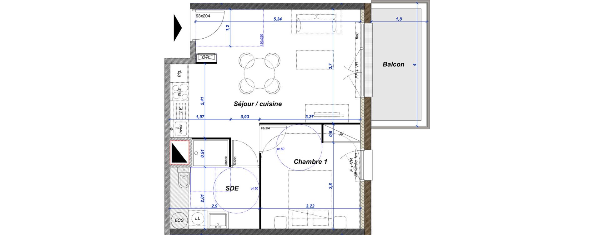 Appartement T2 de 41,20 m2 &agrave; Criel-Sur-Mer Centre