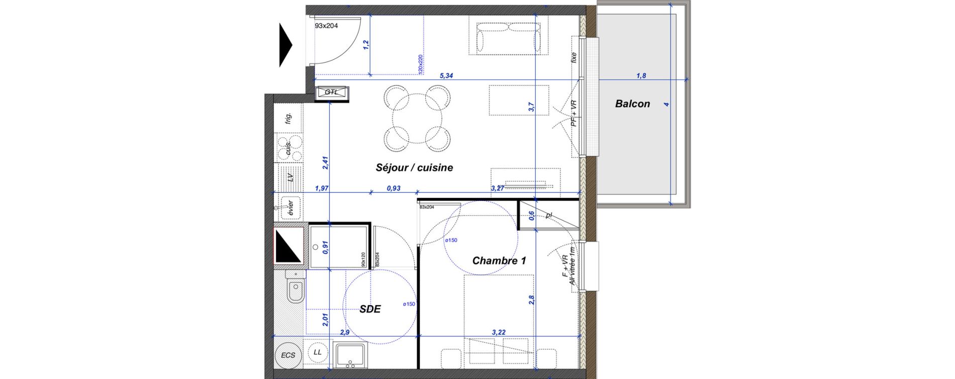 Appartement T2 de 41,20 m2 &agrave; Criel-Sur-Mer Centre