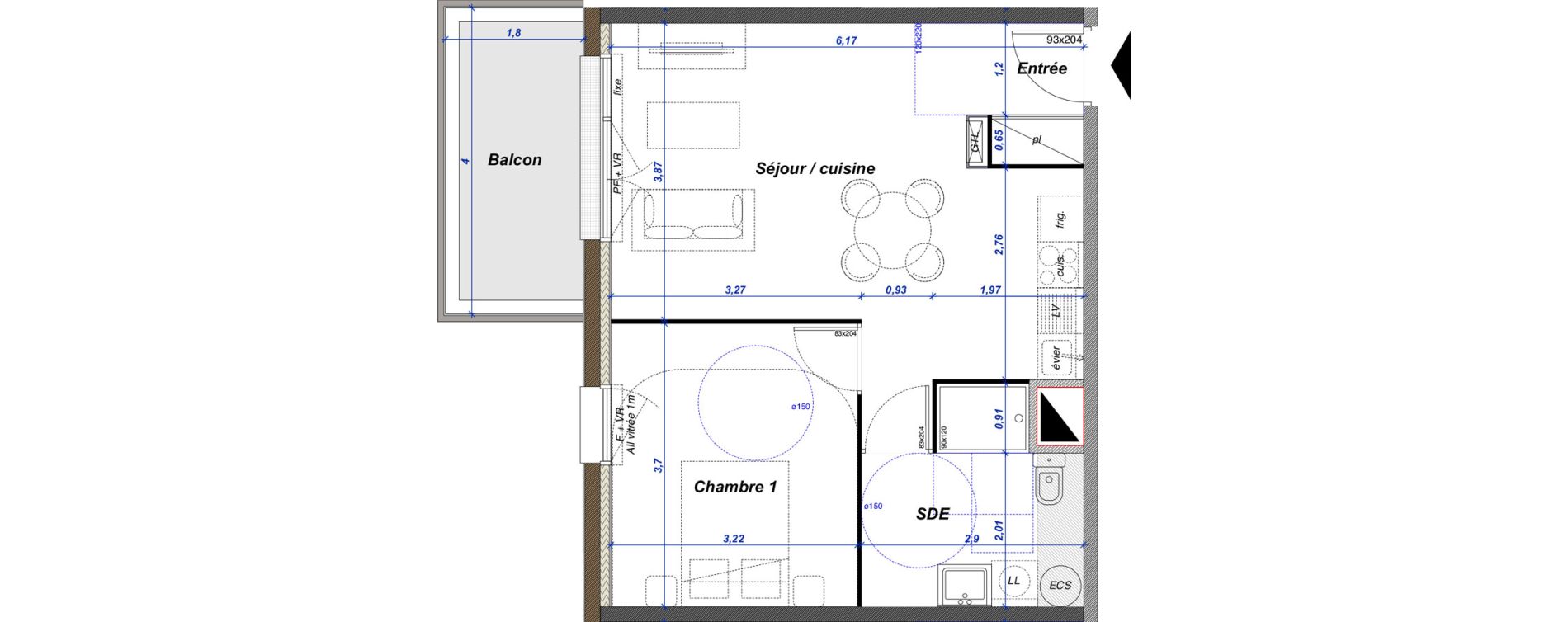 Appartement T2 de 45,50 m2 &agrave; Criel-Sur-Mer Centre