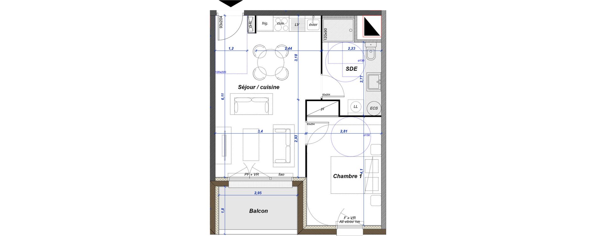 Appartement T2 de 41,50 m2 &agrave; Criel-Sur-Mer Centre