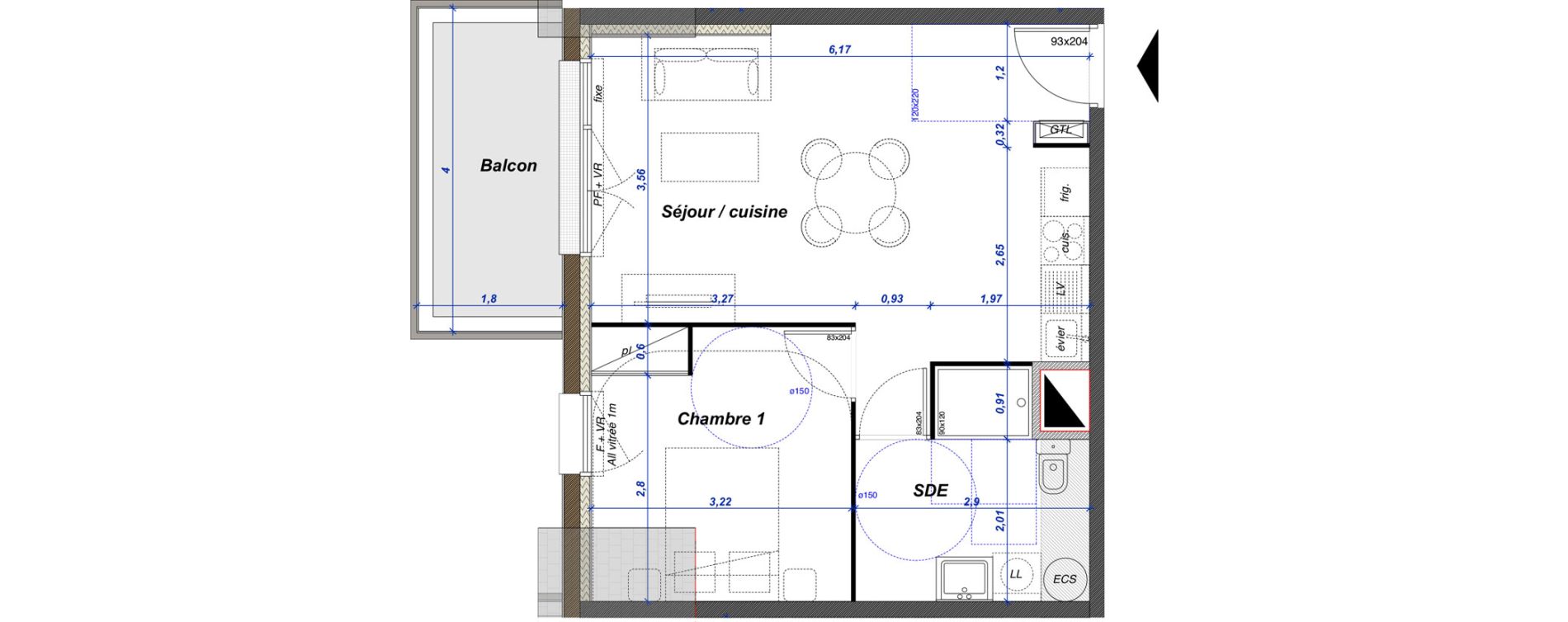 Appartement T2 de 41,10 m2 &agrave; Criel-Sur-Mer Centre