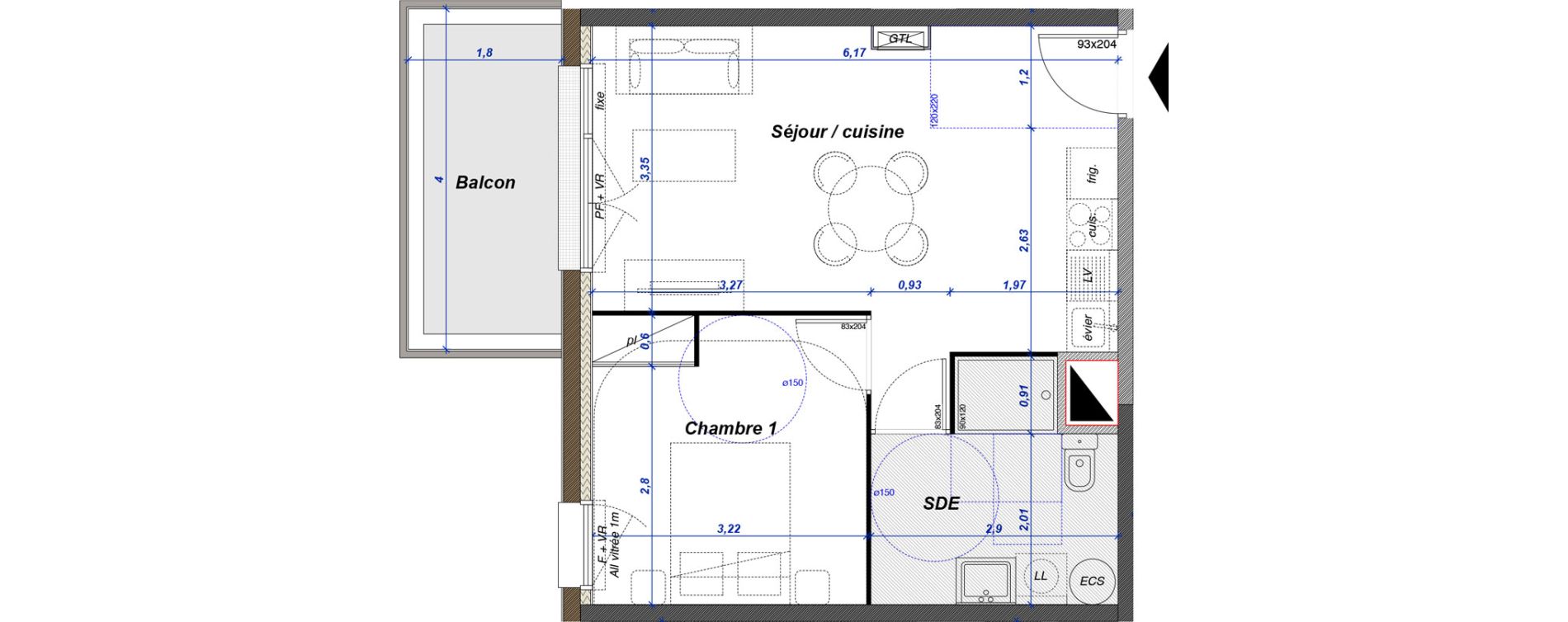 Appartement T2 de 40,50 m2 &agrave; Criel-Sur-Mer Centre