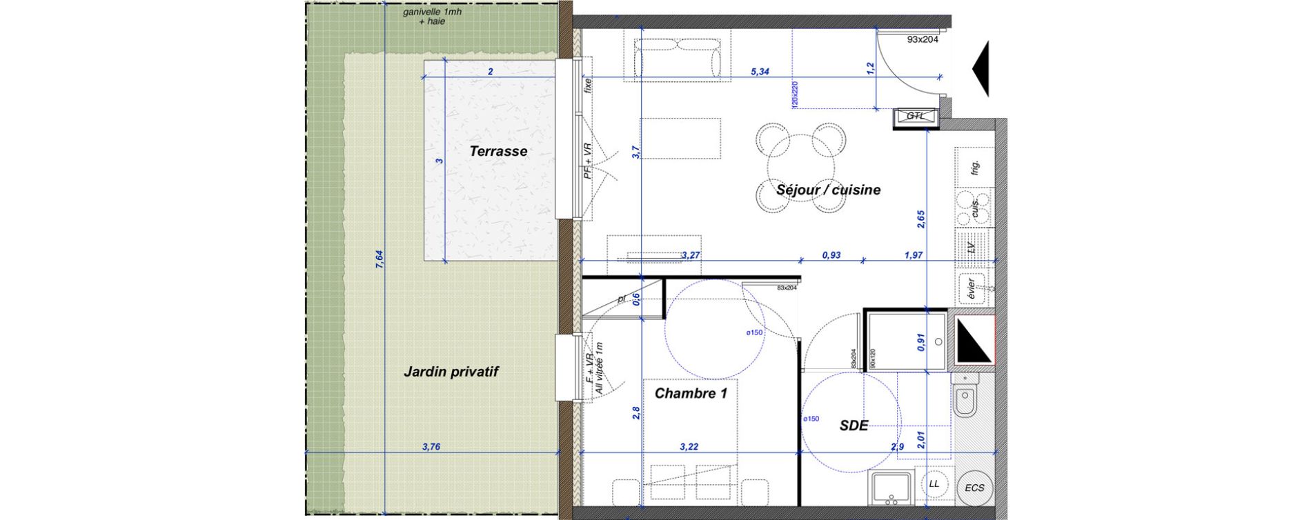 Appartement T2 de 41,40 m2 &agrave; Criel-Sur-Mer Centre