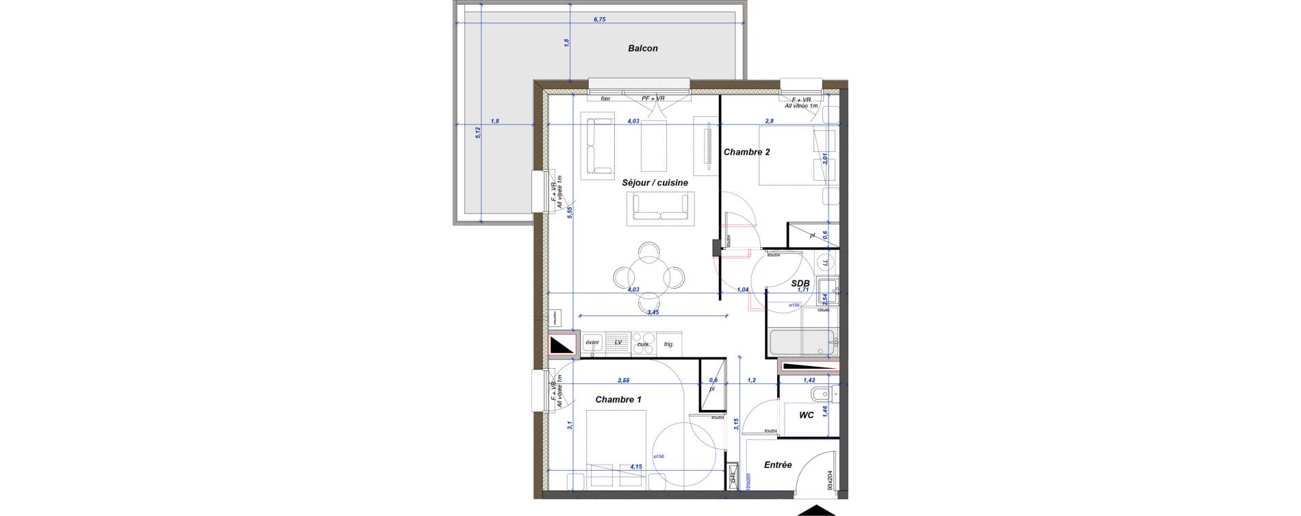 Appartement T3 de 61,80 m2 &agrave; Criel-Sur-Mer Centre