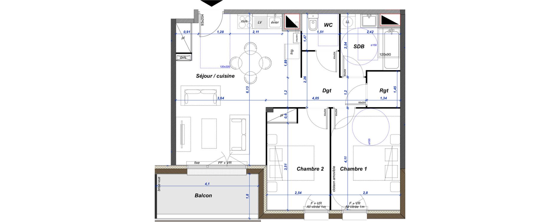 Appartement T3 de 62,60 m2 &agrave; Criel-Sur-Mer Centre