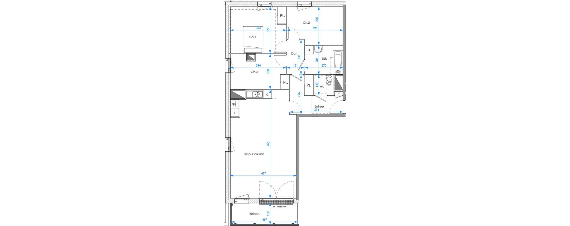 Appartement T4 de 84,61 m2 &agrave; Darn&eacute;tal Carville