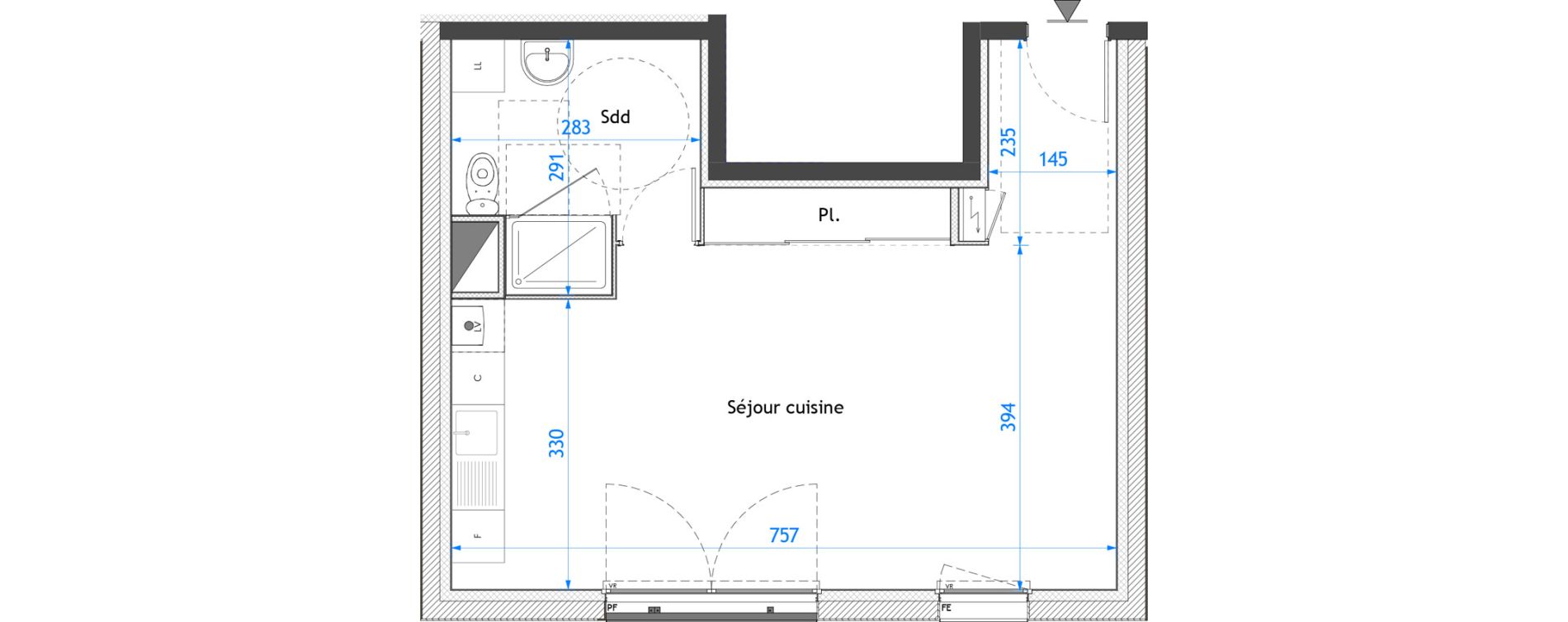 Appartement T1 de 40,77 m2 &agrave; Darn&eacute;tal Carville