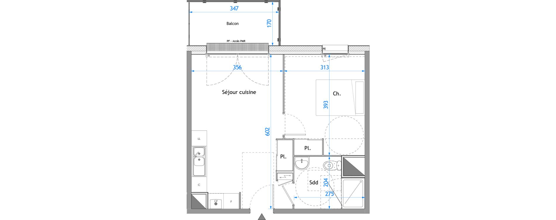 Appartement T2 de 38,62 m2 &agrave; Darn&eacute;tal Carville