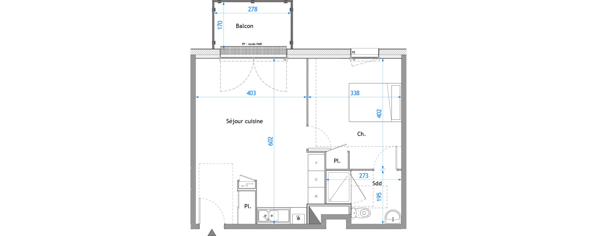 Appartement T2 de 42,92 m2 &agrave; Darn&eacute;tal Carville