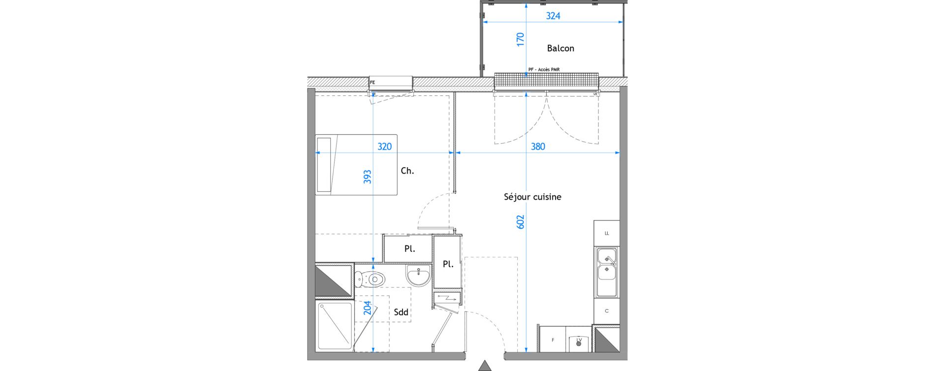 Appartement T2 de 40,48 m2 &agrave; Darn&eacute;tal Carville