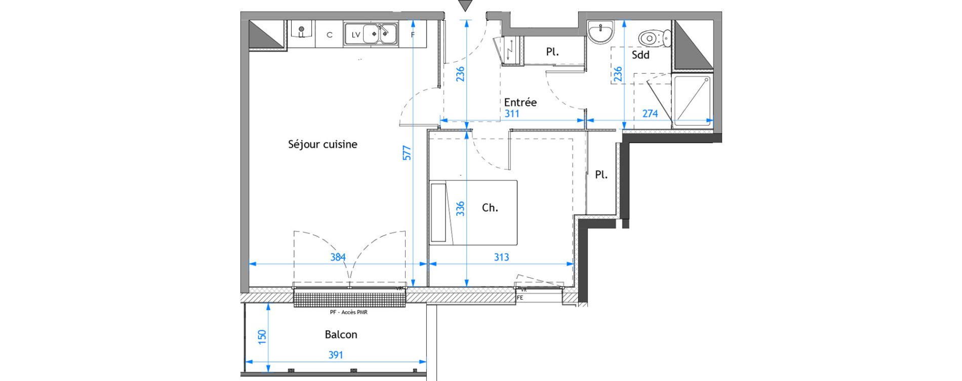 Appartement T2 de 46,32 m2 &agrave; Darn&eacute;tal Carville