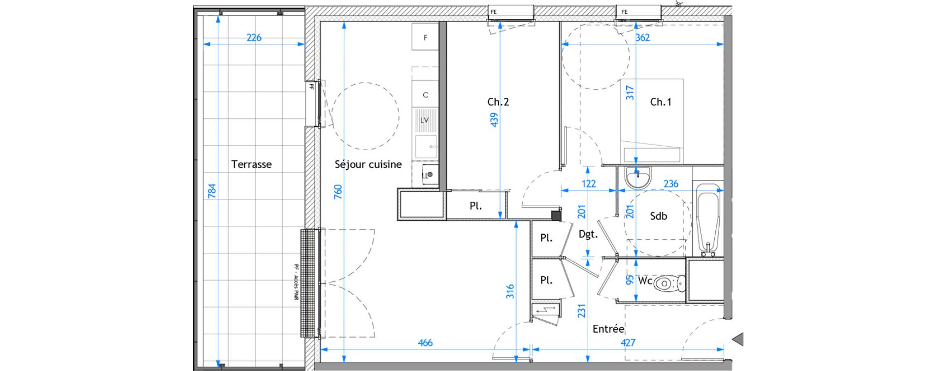 Appartement T3 de 64,68 m2 &agrave; Darn&eacute;tal Carville