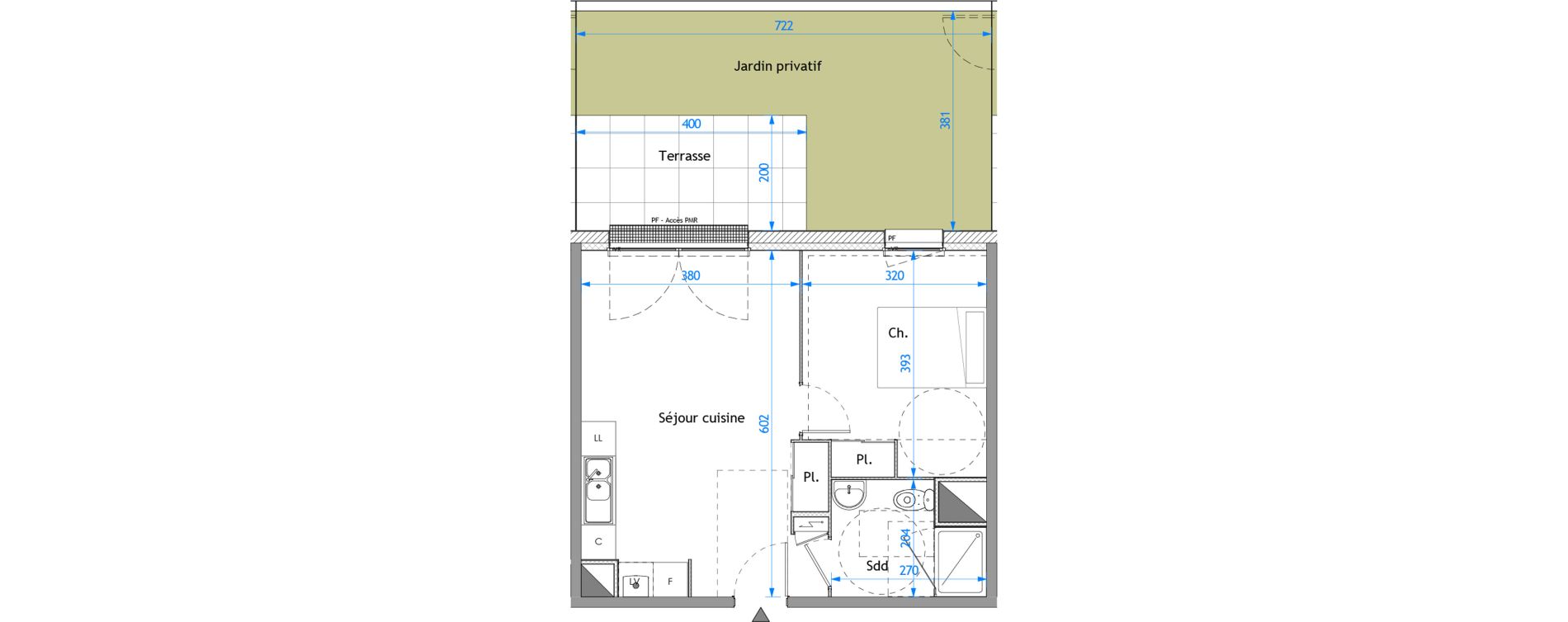 Appartement T2 de 40,48 m2 &agrave; Darn&eacute;tal Carville