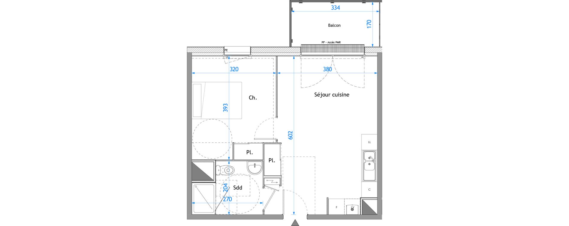 Appartement T2 de 40,48 m2 &agrave; Darn&eacute;tal Carville