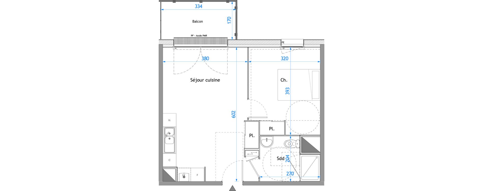 Appartement T2 de 40,48 m2 &agrave; Darn&eacute;tal Carville