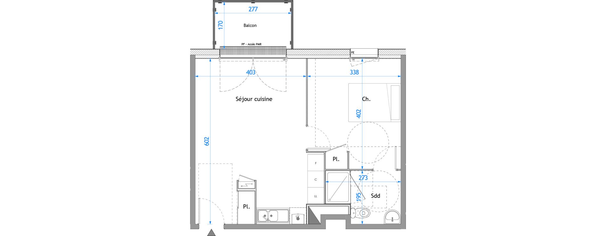 Appartement T2 de 42,92 m2 &agrave; Darn&eacute;tal Carville