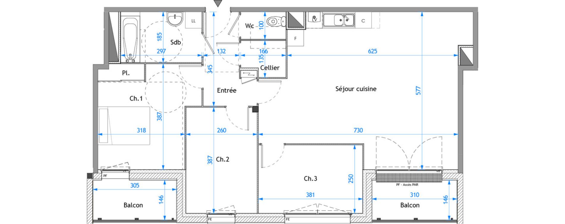 Appartement T4 de 83,21 m2 &agrave; Darn&eacute;tal Carville