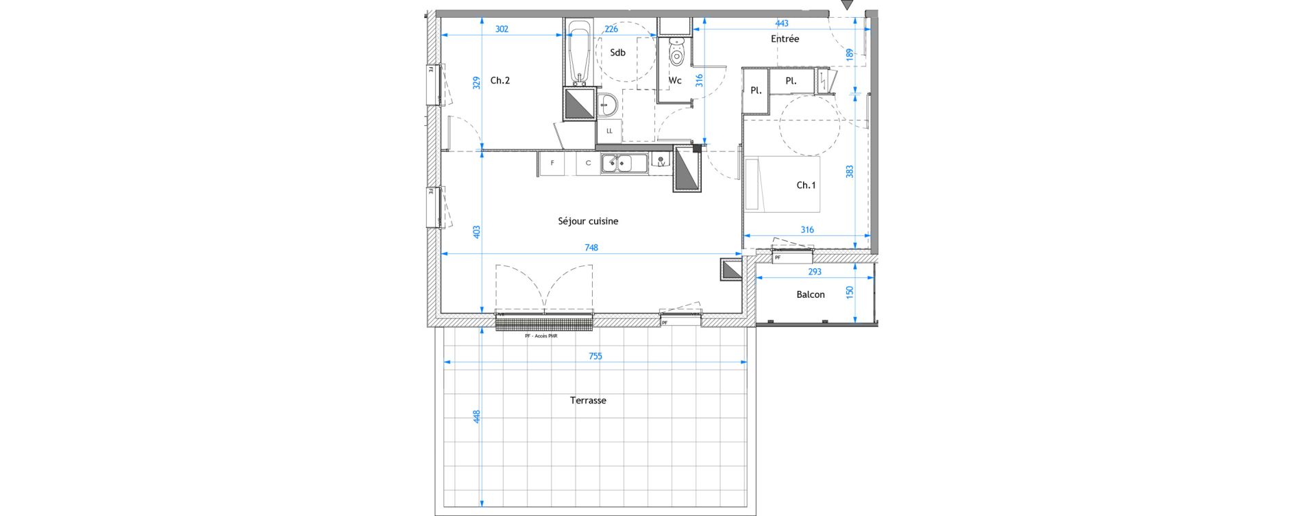 Appartement T3 de 69,59 m2 &agrave; Darn&eacute;tal Carville