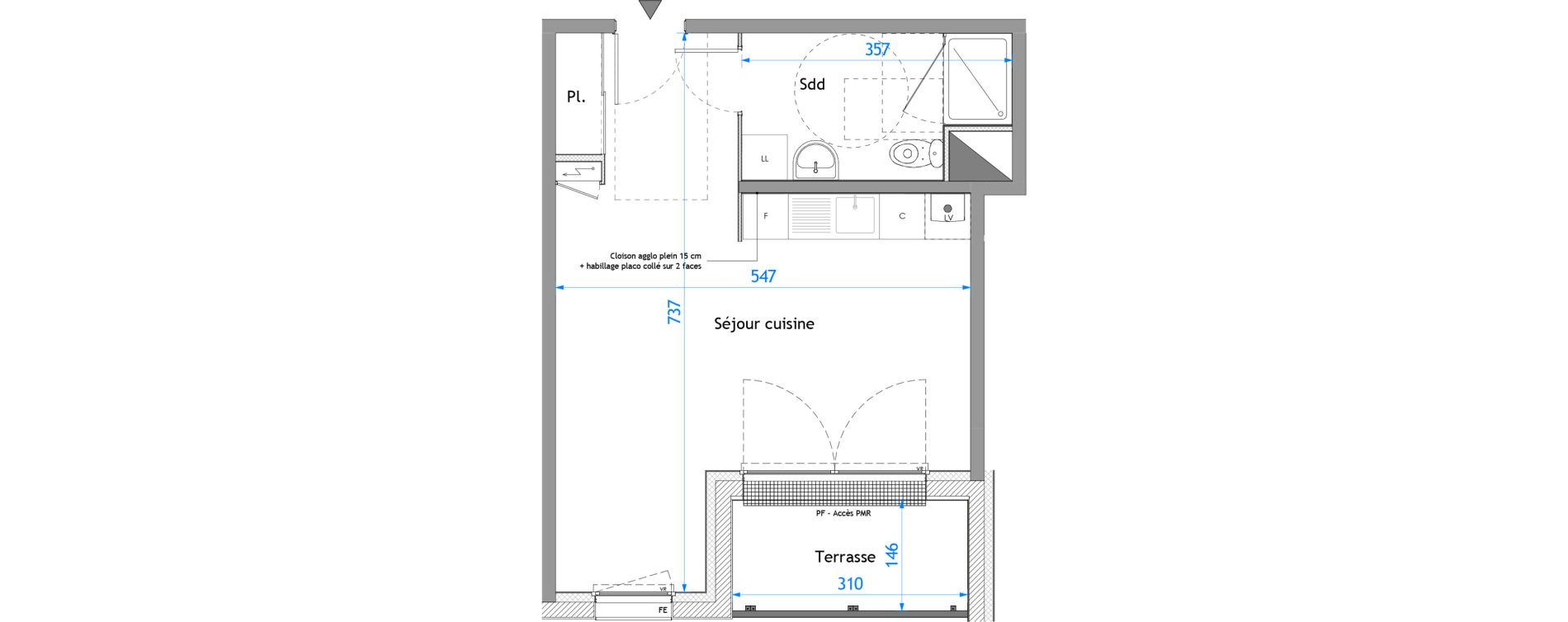 Appartement T1 de 34,19 m2 &agrave; Darn&eacute;tal Carville